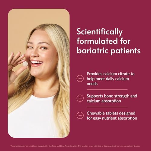 Bariatric Advantage Calcium Citrate Chewable 500 mg - for Bariatric Surgery Patients - High-Potency, Easy-Digest Tablets - Calcium Citrate - Bone Strength Supplements* - 90 Count - Wild Cherry