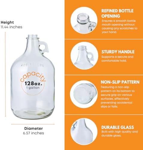 FastRack Glass Water Bottle Includes 38 mm Polyseal Cap, 1 gallon Capacity, Clear