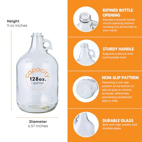 Home Brew Ohio 1 Gallon Glass Water Bottle Includes 38 mm Metal Screw Cap