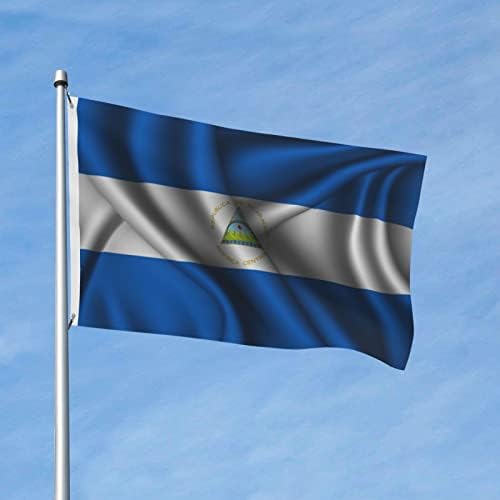 Double Sided Silk Style Flag Of Nicaragua Flag 3x5 FT Outdoor Flags Banners Durable Patio Indoor Decorative Flags Home Party Welcome Flag 3by5 Flag