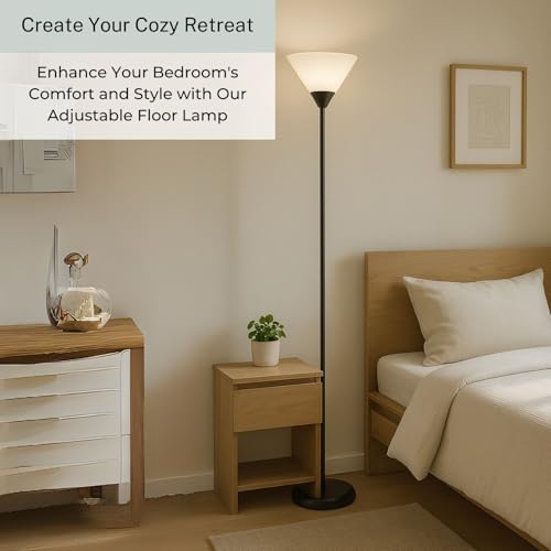 Mary Floor Lamp by Light Accents – Standing Lamp for Living Rooms – Torchiere Pole Light – LED-Compatible Floor Lamp – Modern Bedroom