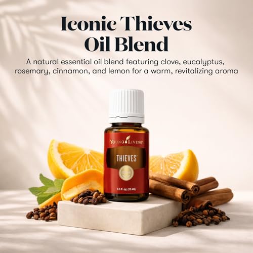 Young Living Thieves Essential Oil Blend 15ml | Natural Aromatherapy Oil for Diffuser & Topical Use with Clove