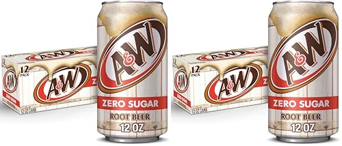 A&W Zero Sugar Root Beer Soda, 12 fl oz cans, 12 count