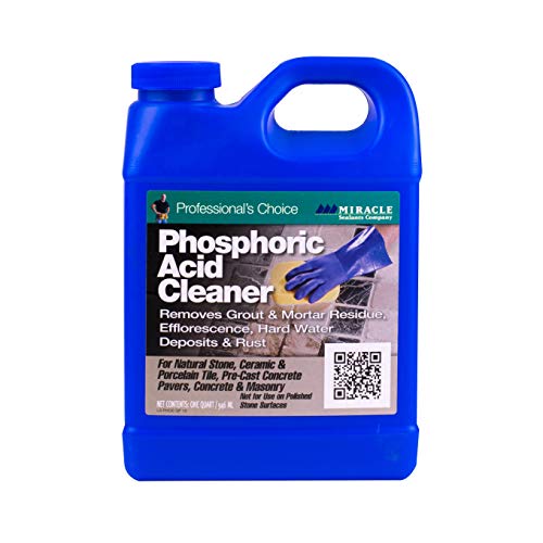 Miracle Sealants Phosphoric Acidic Cleaner & Grout Haze Remover, Quart | Removes grout & mortar residues, rust, hard water deposits & efflorescence from unpolished tile, stone, pavers & masonry.