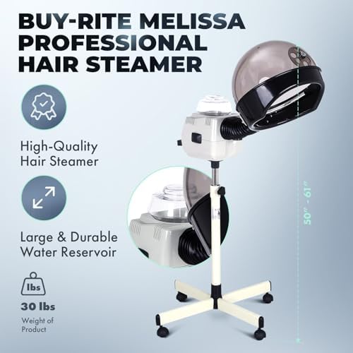 Buy-Rite Melissa Hair Steamer Color Processor 620W Extra Large Hood | Hood And Five-Star Rolling Base, For Deep Conditioning And Color Treatments