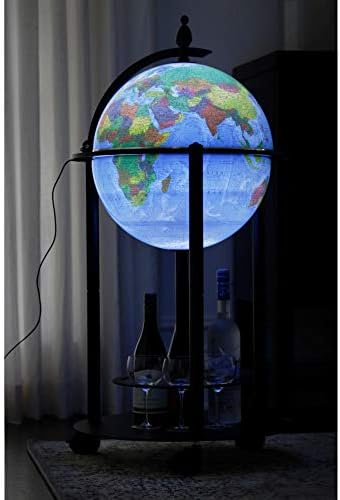 Empire Illuminated Bar Globe 16" diameter Blue Ocean Topographical/Political map with up to date cartography