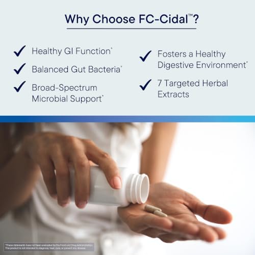 BIOTICS RESEARCH FC Cidal™ Herbal Blend Complete GI Gut Health for Women & Men- 500 mg/Serving - 7 Herbs Proprietary Blend Supplement Supports