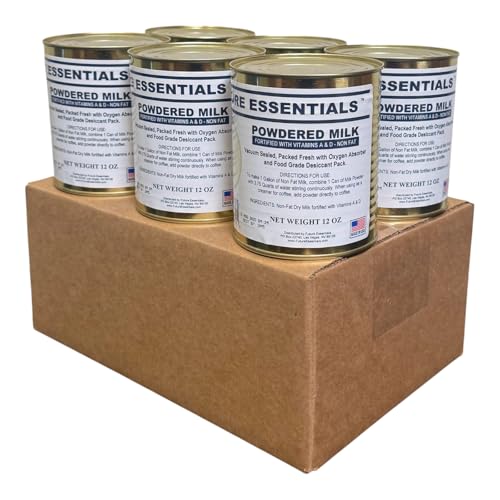 Future Essentials Canned Instant Nonfat Dry Milk Powder – 20-Year Shelf Life Non Fat Dry Powdered Milk with Vitamins A & D – Ideal for Emergency