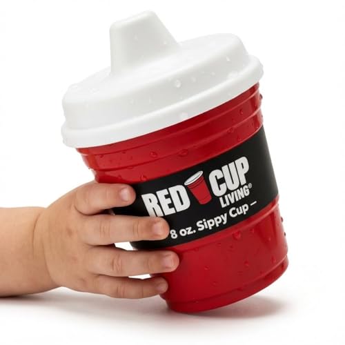 Red Cup Living Trainer Baby Sippy Cup 8 Oz BPA-Free Spill Proof, No Spill Non-Toxic Dishwasher Safe, Leak-Proof Lid, Easy Grip for Toddlers, Girls