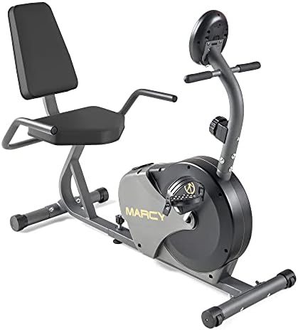Marcy Magnetic Recumbent Bike with Adjustable Resistance and Transport Wheels NS-716R