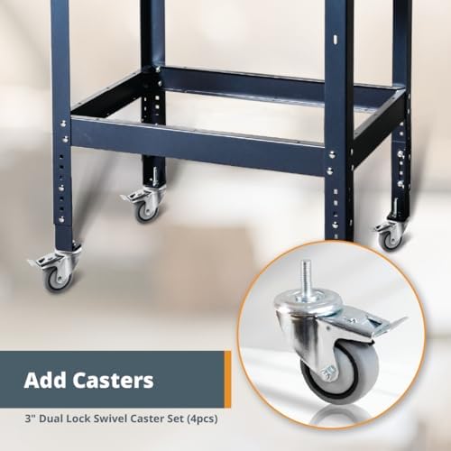 POWERTEC UT1009 Router Table and Fence System with Safety Paddle Switch and Mobile Base, Multi-Purpose Tool Stand with Wheels