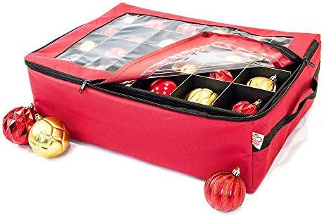 Santa's Bags Christmas Ornament Storage Box, 48 (3") Ornaments | Acid-Free Removable Trays with Separators
