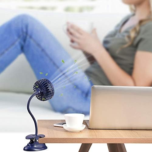Clip On USB Mini Desk Fan with Emergency Power Bank, Battery Operated Rechargeable Portable Fan - Flexible Neck, 3 Speed Personal Cooling for Car