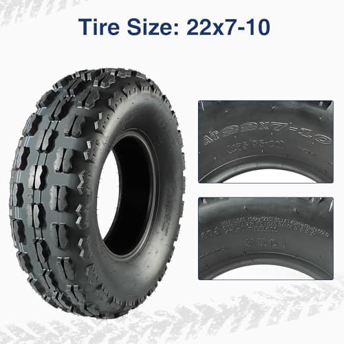 MaxAuto 22x7-10 22-7-10 Front ATV Tires Quad Sport ATV UTV Tires 22x7x10 4-Ply Mud Sand Snow and Rock Tire Tubeless Knobby Sport-tires, Set of 2