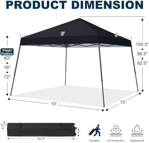 MASTERCANOPY 11x11 Slant Leg Pop Up Canopy Tent Black