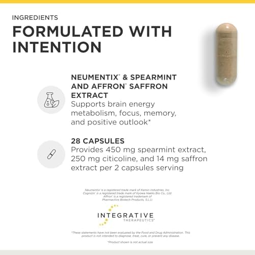 Integrative Therapeutics Neurologix - with Saffron and CDP-Choline - Nootropic Supplement for Brain Health*- Focus* - Memory Support* - Vegan