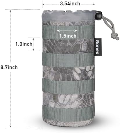 Gonex MOLLE Bottle Pouch, Drawstring Water Bottle Holder | 900D Oxford, Mesh Bottom, Fits MOLLE Packs & Vests, Flexible Height, Holds Bottles or Umbrellas
