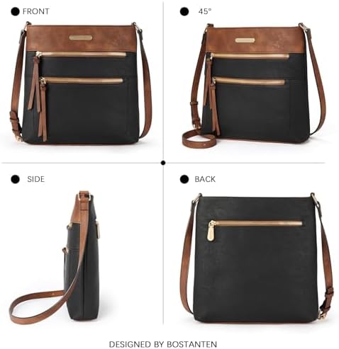 BOSTANTEN Crossbody Purses for Women Medium Shoulder Bag Quilted Handbags with Zipper Pocket