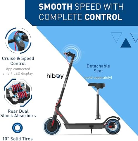 Hiboy S2 Pro Electric Scooter, 500W Motor, 10" Solid Tires, 25 Miles Range
