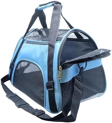 ZaneSun Cat Carrier,Soft-Sided Pet Travel Carrier for Cats,Dogs Puppy Comfort Portable Foldable Pet Bag Airline Approved (Small Blue)