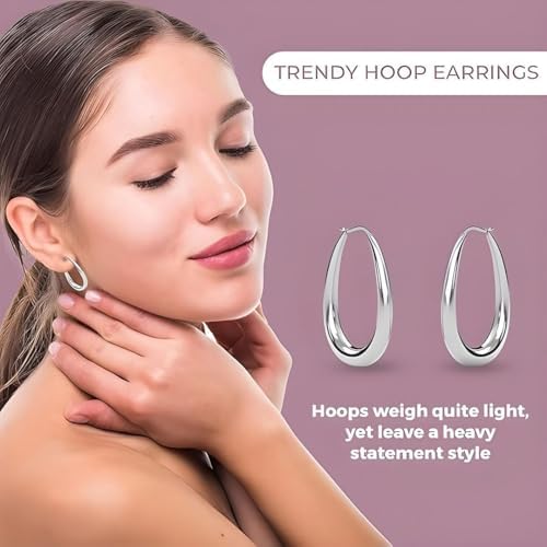 Stainless Steel Hoop Earrings for Women - Stainless Steel Earrings for Women Fashion Jewelry - Dangle Statement Unique Cute Engagement Anniversary