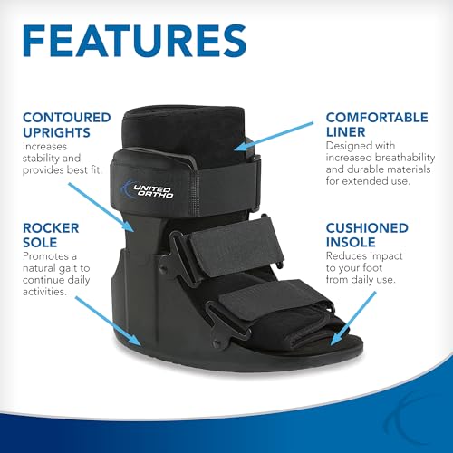 United Ortho USA14015 Short Cam Walker Fracture Boot, Medium, Black
