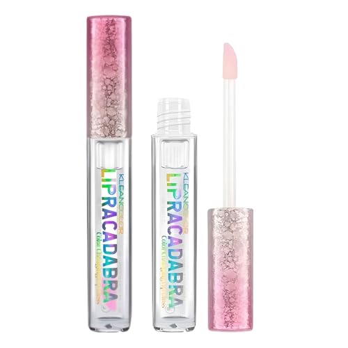 Kleancolor Lipracadabra Color Changing Lip Gloss 2 Pack – pH Activated Clear Gloss Reveals a Custom Pink Tint – Lightweight