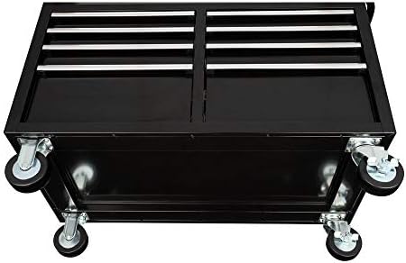 Workbench, Extra Deep 46 in. 9-Drawer Mobile, Wood, Black, 200 lb Load Capacity