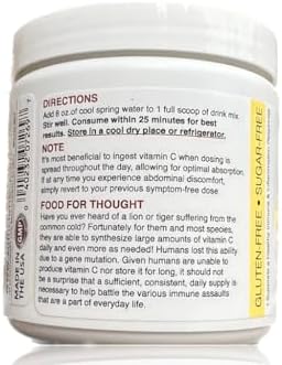 Sufficient-C High Dose Non-GMO Vitamin C Lemon Peach Immune-Ade Drink Mix, Convenient 125 Gram Size w/L-lysine