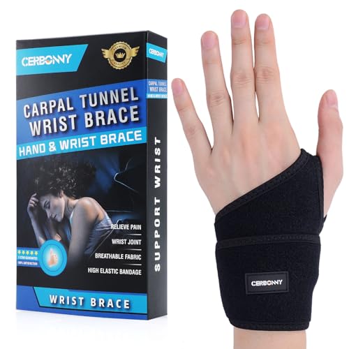 CERBONNY Carpal Tunnel Wrist Brace,2Pack Wrist Support Brace Adjustable Wrist Strap Reversible Wrist Brace for Sports Protecting/Carpal Tunnel/Arthritis-Right&Left