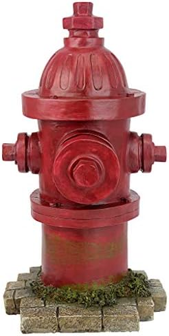 Design Toscano Dog's Second Best Friend Fire Hydrant Pee Post Indoor/Outdoor Statue, Medium 14 Inch Tall, Cast Stone Resin, Red Painted Finish