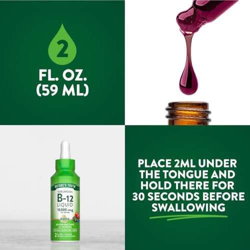 Nature's Truth B12 Sublingual Liquid Drops | 10,000 mcg | 2 oz