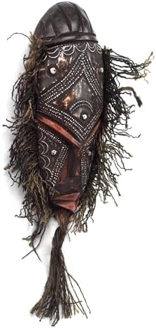 NOVICA Artisan Crafted Handmade African Sese Wood Mask | Aluminum Cotton Rustic | Aluminum Wall Mask | Brown Cotton Twine | Home Decoration | Hand