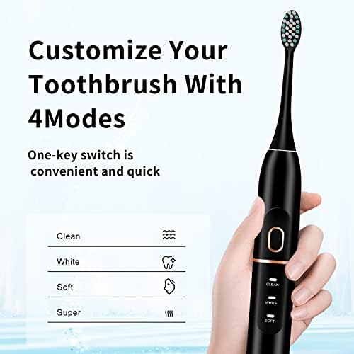 kingheroes Electric Toothbrush Set, Comes with 8 Brush Heads & Travel Case, 4 Modes with 2 Minutes Built in Smart Timer, One Charge for 60 Days