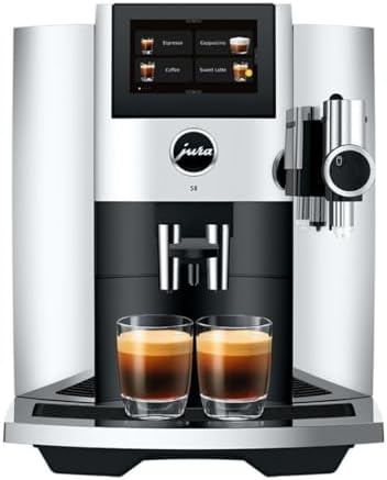Jura S8 Automatic Coffee Machine Bundle | PEP (Chrome), Milk Container, Smart Filter Cartridges (2-Pack), Cleaning Tablets, (5 items)