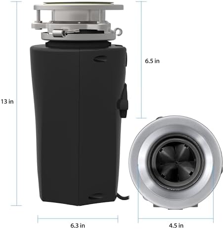 Eco Logic 1/3 HP Garbage Disposal, Universal 3-Bolt Mount, Power Cord