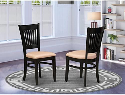 East West Furniture VAC-OAK-C Vancouver Dining Chairs - Linen Fabric Upholstered Wood Chairs, Set of 2, Oak