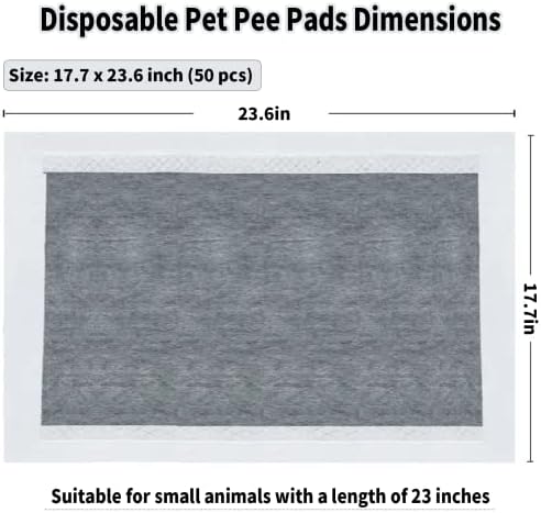 PINVNBY 50PCS Disposable Pet Pee Pads All-Absorb 23" L x 17" W Black Carbon Cage Liners Odor-Control Bunny Training Accessories with Quick-Dry