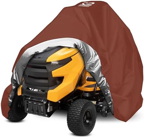 Riding Lawn Mower Cover 600D Lawnmower Covers Waterproof, up to 54" Decks | Universal Outdoor Lawn Tractor Cover Tarp All Weather Ride on Mower Covers, Heavy Duty 600D, Elastic Cord & Storage Bag