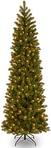 National Tree Company 7.5ft Pre-Lit Downswept Douglas Fir Christmas Tree | Slim, 350 Clear Lights, 796 Tips, Includes Stand, Green