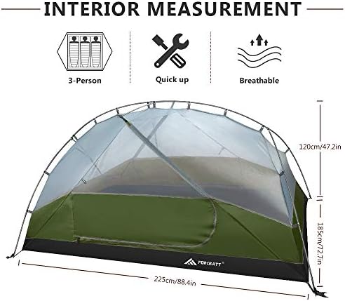 Forceatt Tent for 2 and 3 Person is Waterproof and Windproof, Camping Tent for 3 to 4 Seasons