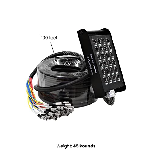 Seismic Audio Speakers 12 Channel Low Profile XLR Send Circuit Board Snake Cable, XLR Splitter Cable, 100 Feet