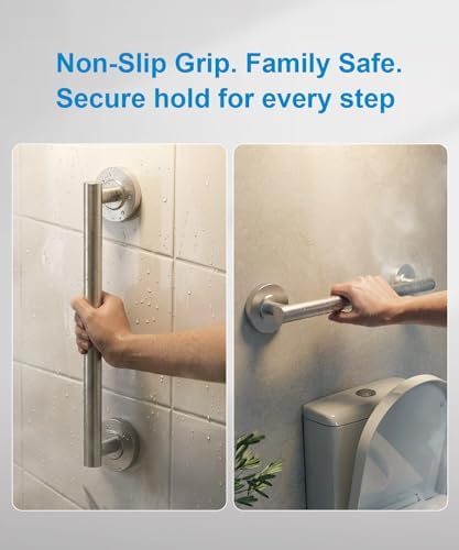 Shower Grab Bar Set, ADA Compliance Brushed Stainless Steel Handicap Grab Bar for Bathtubs and Showers, Modern 3-Pack 18" 24" 36" Shower Safety Bars for Seniors