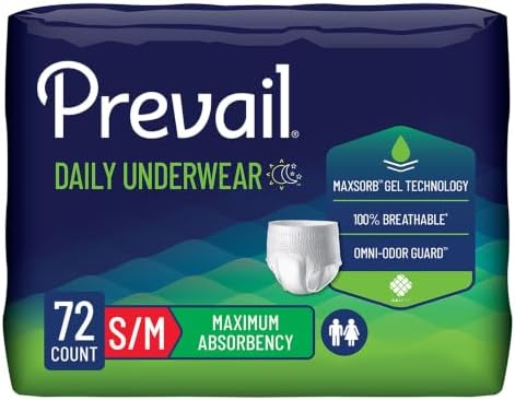 Prevail Daily Protective Underwear - Unisex Adult Incontinence Underwear - Disposable Adult Diaper for Men & Women - Maximum Absorbency - XX-Large - 12 Count (Pack of 4) | Prevail Daily Unisex Underwear Maximum Disposable Incontinence Underwear Pull On w…