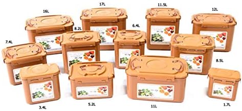 Premium Kimchi, Sauerkraut Container Probiotic Fermentation with Inner Vacuum Lid (Earthenware Brown, 0.45 gal/ 1.7L)