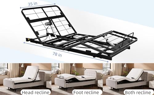Twin XL Adjustable Bed Frame Without Legs for Rv Platform Storage Bed | Zero Clearance Head & Foot Electric Lift Recline