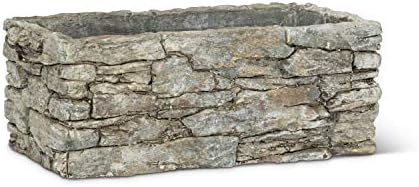 Abbott Collection Small Rectangular Stack Stone Planter, 4x8 Inch, Grey - 6.89 x 4.29 x 3.54 inches