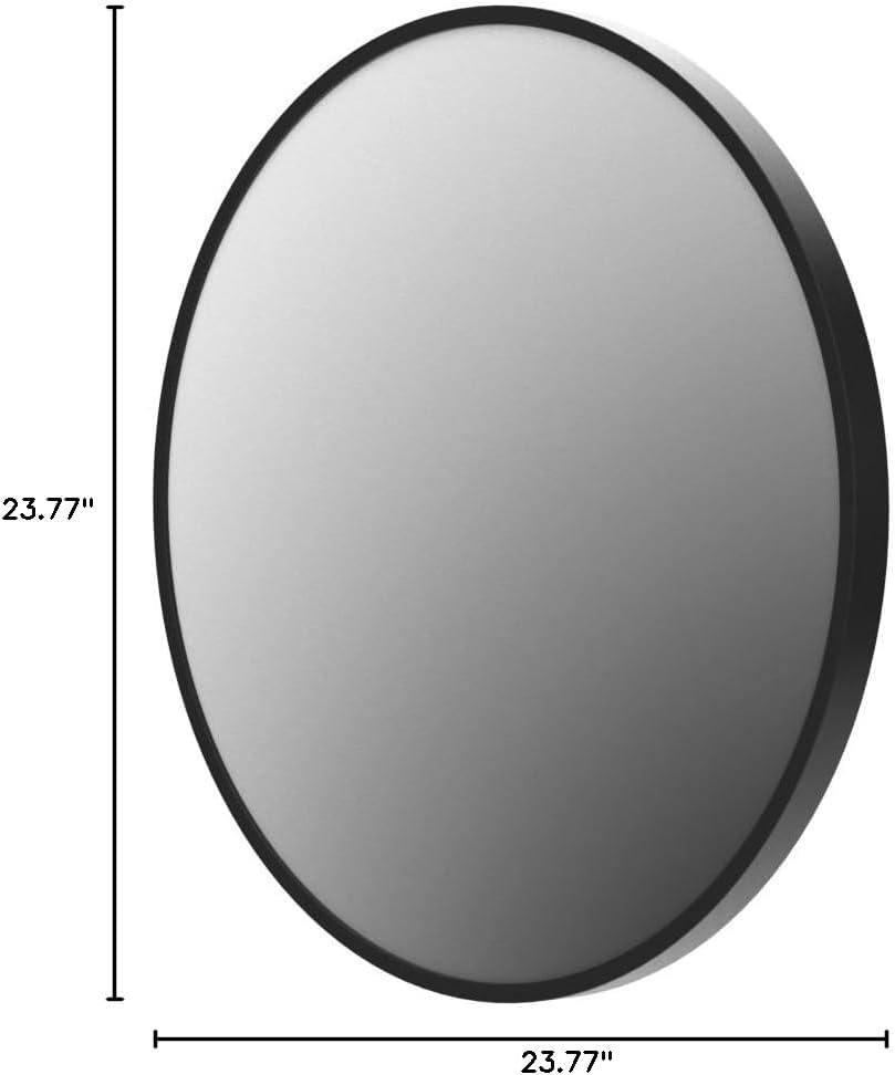 BEAUTYPEAK 24 Inch Round Mirror, Metal Frame Circle Mirror, White