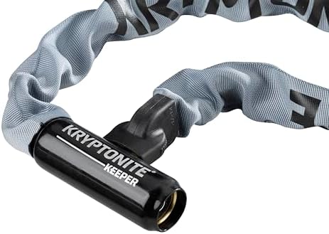 Kryptonite Keeper 785 Bike Chain Lock, 2.8 ft Heavy Duty Anti-Theft Lock | 7mm Manganese Steel Links, 85cm Length, Disc-Style Cylinder, Nylon Sleeve for Motorcycle, Scooter, Gate, Fence