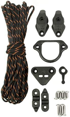 YakAttack LeverLoc Anchor Trolley Kit - Easy Install - Made in USA | Kayak Anchor System with Stealth Pulleys & PadHooks | Includes Reflective 35'